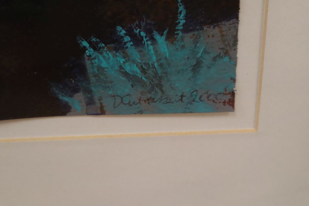 David Cuthbert, acrylic on paper, Outcrop, Dead Horse Gully, signed, Bankside Gallery label verso priced at £1150, 76 x 56cm